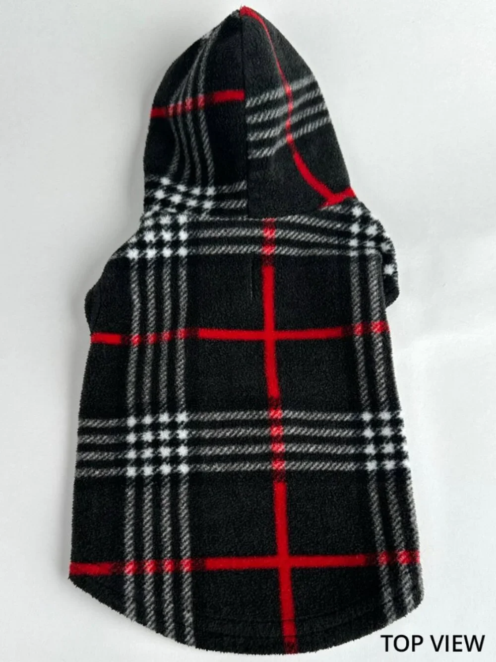 Plaid Fleece Dog Hoodie Black Red White Soft Warm Pullover Puppy Jacket XS